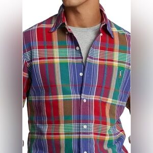 Ralph Lauren Multicolor Plaid Button-Down Shirt with Embroidered Pony